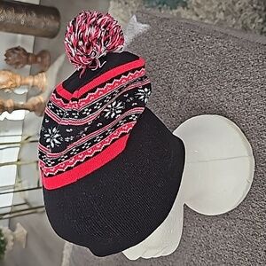 Black and Red Knit Beanie